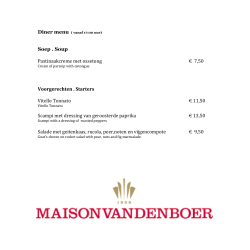 Wijnkaart Maison van den Boer, Restaurant Pangea