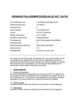 OPENBAAR FAILLISSEMENTSVERSLAG (EX ART. 73A FW)
