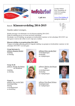 Klassenindeling Jul. 2014-2015