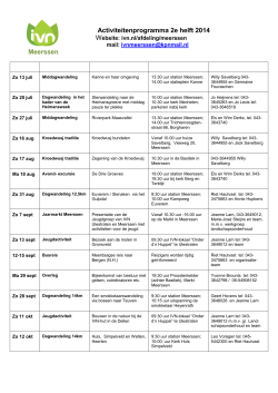 Activiteiten programma 2e helft 2014