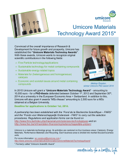 Flyer Umicore Materials Technology Award 2015