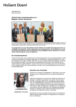 HoGent kiest ereambassadeurs en Magister Artium Gandensis De