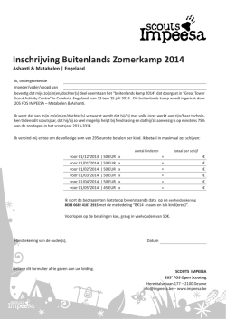 Inschrijving Buitenlands Zomerkamp 2014