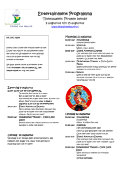 Entertainment Programma 9- 15 augustus