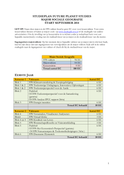 Studieplan Sociale Geografie 2014-2015