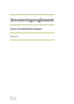 Investeringsreglement - Groen Ontwikkelfonds Brabant