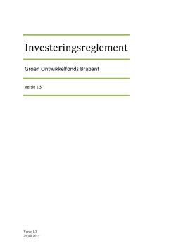Investeringsreglement - Groen Ontwikkelfonds Brabant