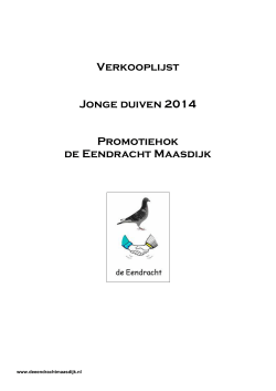 Verkooplijst Jonge duiven 2014 Promotiehok de Eendracht Maasdijk