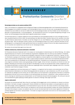 Nieuwsbrief September 2014 - Protestantse Gemeente Dronten