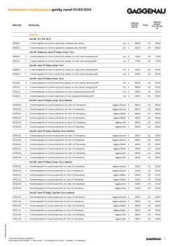 Aanbevolen marktprijzen geldig vanaf 01/03/2014 - Cor