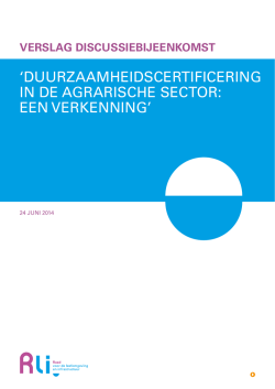 Duurzaamheidscertificering in de agrarische sector: een verkenning