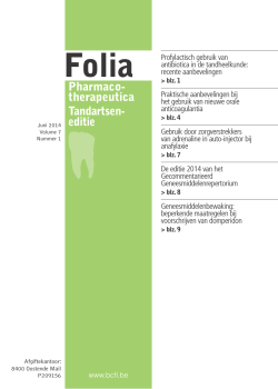 Folia Pharmacotherapeutica Tandartsen-editie juni 2014