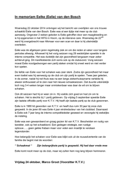 In memoriam Eelke (Eelie) van den Bosch