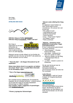 Juli 2014 - Koninklijke Horeca Nederland afdeling Den Haag