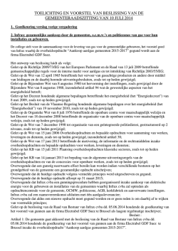 toelichting en voorstel van beslissing van de gemeenteraadszitting