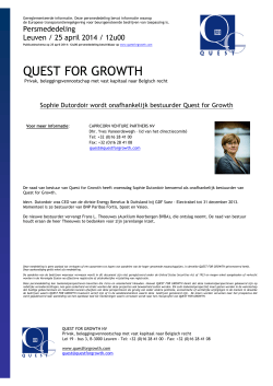 Quest for Growth - Sophie Dutordoir wordt onafhankelijk bestuurder