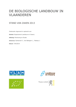DE BIOLOGISCHE LANDBOUW IN VLAANDEREN