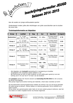 Inschrijvingsformulier Jeugd 2014-2015