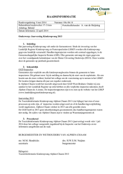 Jaarverslag Kinderopvang 2013 - Gemeente Alphen