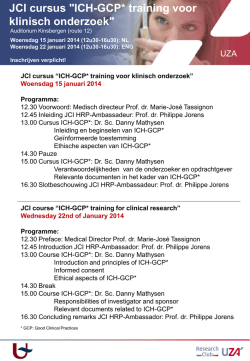 JCI cursus "ICH-GCP* training voor klinisch onderzoek"
