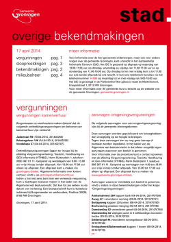 Overige bekendmakingen 17 april 2014