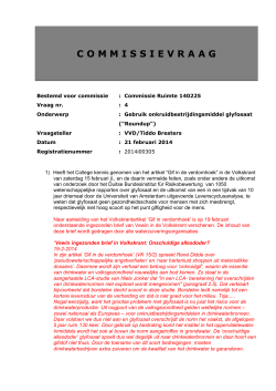 commissievraag Roundup onkruidbestrijding VVD beantwoord140225