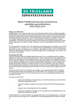 Beleid POH GGZ - De Friesland Zorgverzekeraar