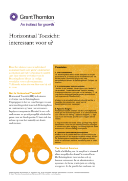 Horizontaal Toezicht: interessant voor u?