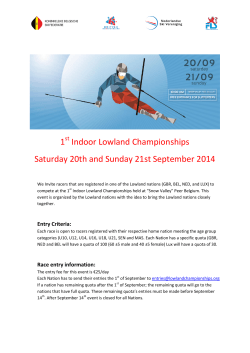 1 Indoor Lowland Championships Saturday 20th and Sunday 21st