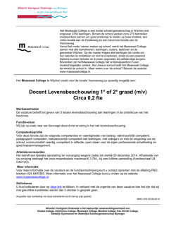 Docent Levensbeschouwing 1e of 2e graad (m/v) Circa 0,2 fte