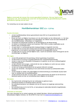 Hoofdbehandelaar GGZ (0,4 - 0,8 fte)