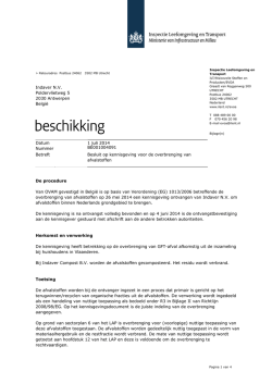 Indaver N.V. Poldervlietweg 5 2030 Antwerpen Belgi&euml; Datum 1 juli