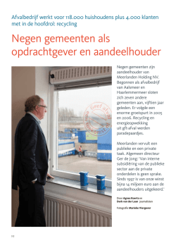 Negen gemeenten als opdrachtgever en aandeelhouder