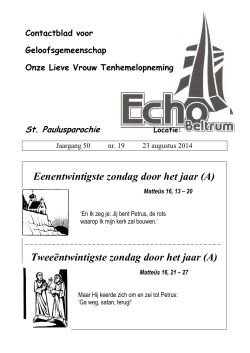 2014 nr: 19 Klik hier voor "de Echo" datum uitgifte 23 augustus