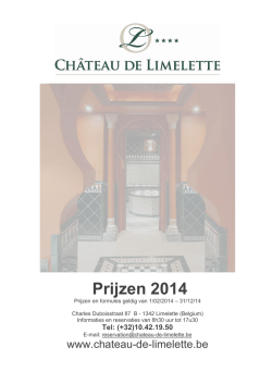 Prijzen 2014 - Château de Limelette