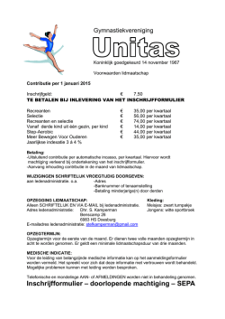 Inschrijfformulier &ndash; doorlopende machtiging &ndash; SEPA