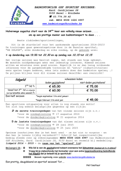 Infobrief - badminton gsf kruibeke