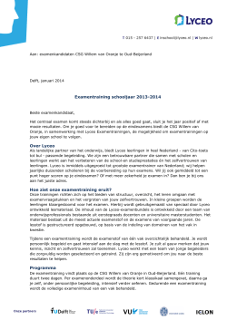 CSG Willem van Oranje Briefleerlingen Inschoolpaginas 2014