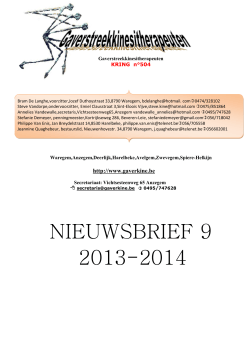 NIEUWSBRIEF 9 2013-2014 - Kinesitherapie kinesist Jeannine
