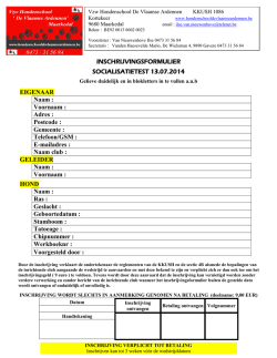 INSCHRIJVINGSFORMULIER SOCIALISATIETEST 13.07.2014