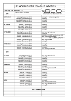JEUGDKALENDER 2014-2015: GROEP 5