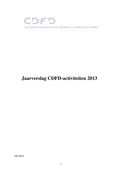 Jaarverslag CDFD-activiteiten 2013