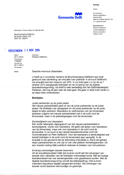Brief gemeente 28 november over parkeren Delftzicht
