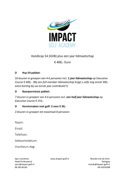 Handicap 54 (GVB) plus een jaar lidmaatschap &euro; 400,