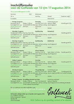 Inschrijfformulier Golfweek 2014