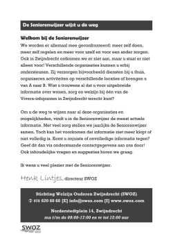 Seniorenwijzer - Stichting Welzijn Ouderen Zwijndrecht