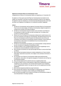 Reglement Commissies Raad van Commissarissen Ymere