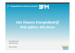 Het Vlaams EnergieBedrijf Drie pijlers, één focus