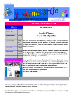 Nieuwsbrief 1 - 2 september 2014