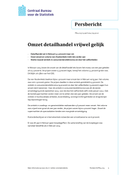 Persbericht Omzet detailhandel vrijwel gelijk